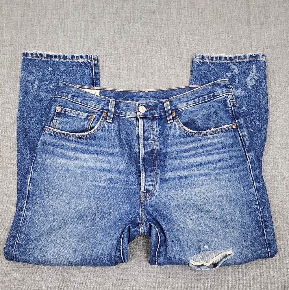 Levis 501 Distressed Style Medium Wash 100% Cotton Denim Jeans 31 × 26 - Picture 3 of 11